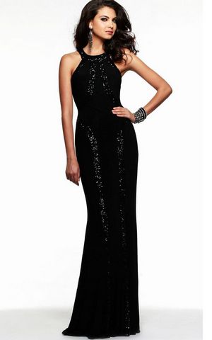 W25022 Long High Neck Formal Gown